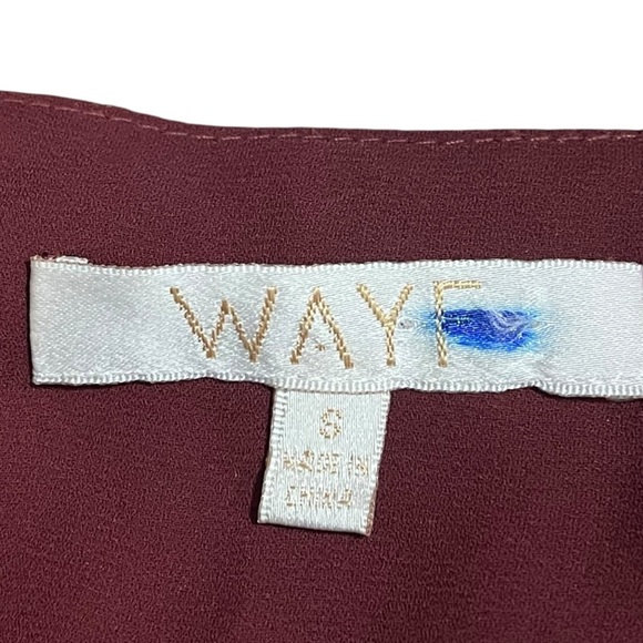 Wayf Burgundy Embroidered Flair Sleeved Dress sz S - Picture 3 of 13